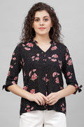Gipsy Black Floral Printed Polyester Tunic