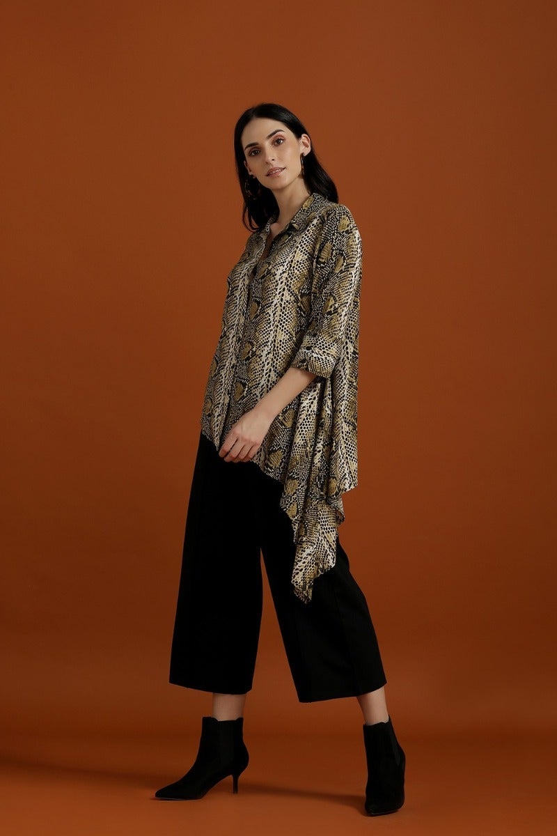 Asymmetrical Animal Print Shirt
