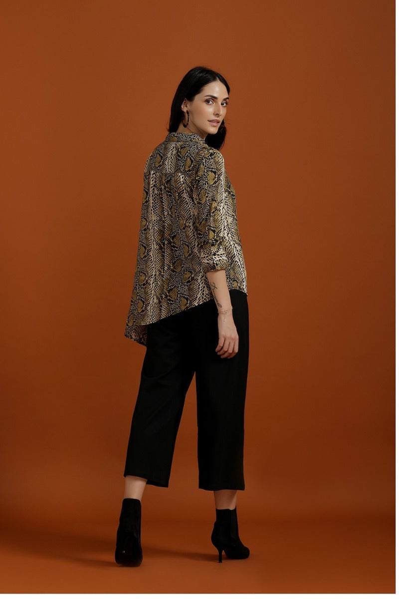 Asymmetrical Animal Print Shirt
