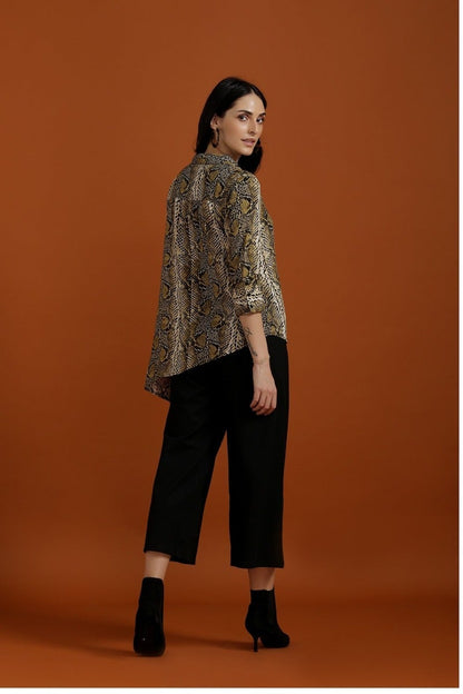 Asymmetrical Animal Print Shirt