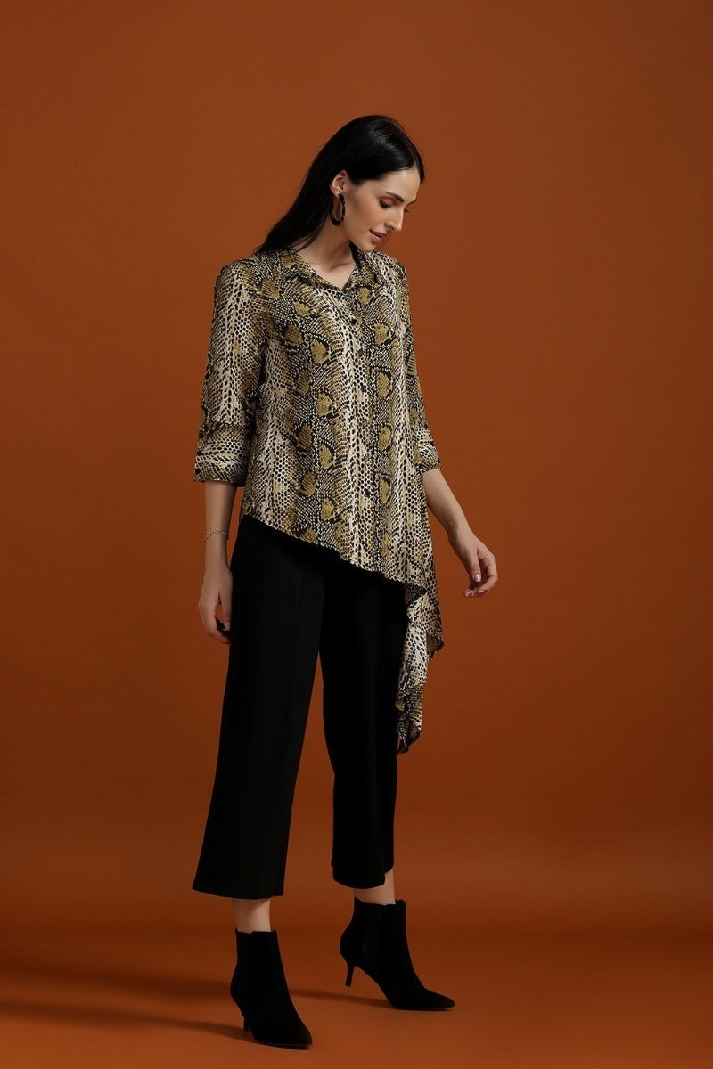 Asymmetrical Animal Print Shirt
