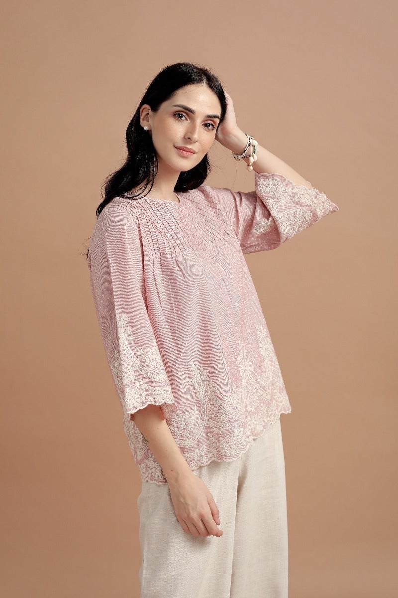 Polka Dot Schiffli Embroidery Top