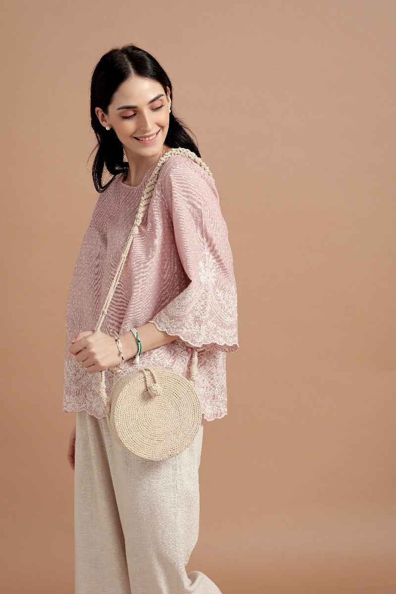 Polka Dot Schiffli Embroidery Top