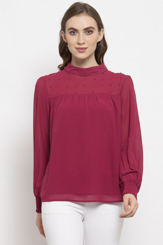 Gipsy Rasberry Embellished Georgette Top