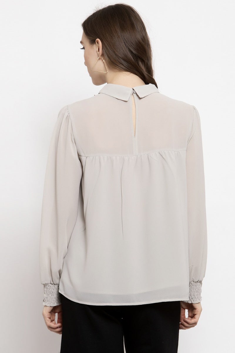 Gipsy Grey Embellished Georgette Top