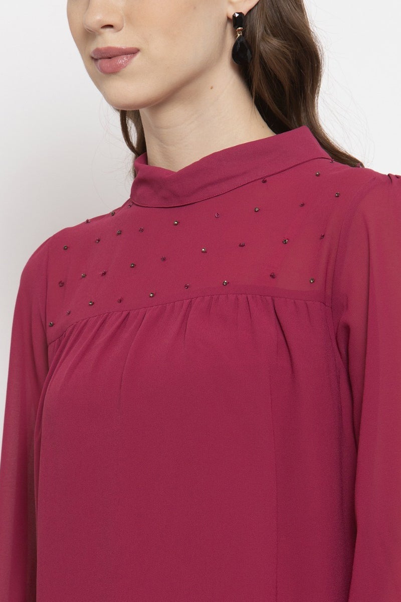 Gipsy Rasberry Embellished Georgette Top