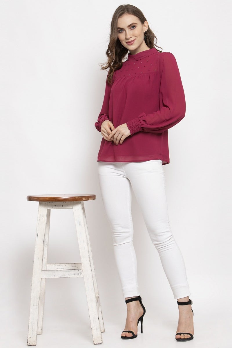Gipsy Rasberry Embellished Georgette Top