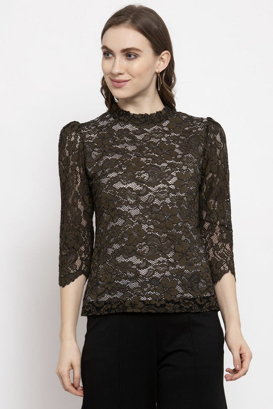 Gipsy Olive Floral Net Top