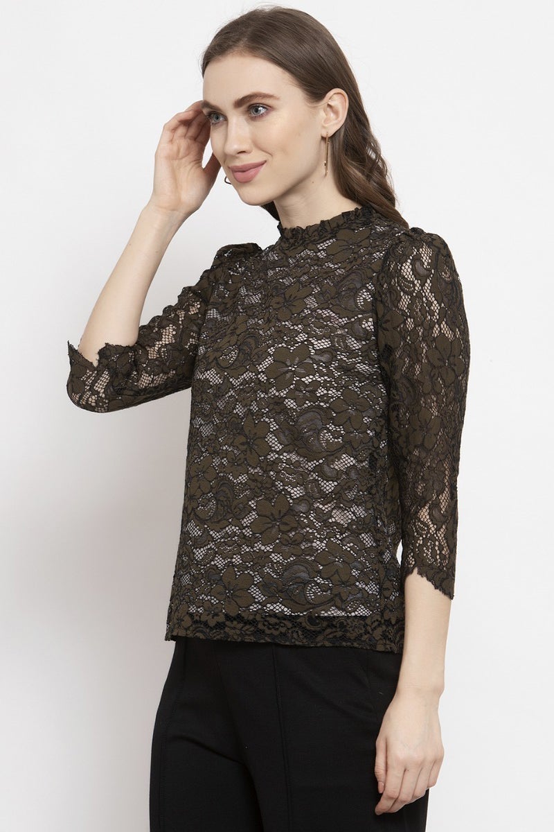 Gipsy Olive Floral Net Top