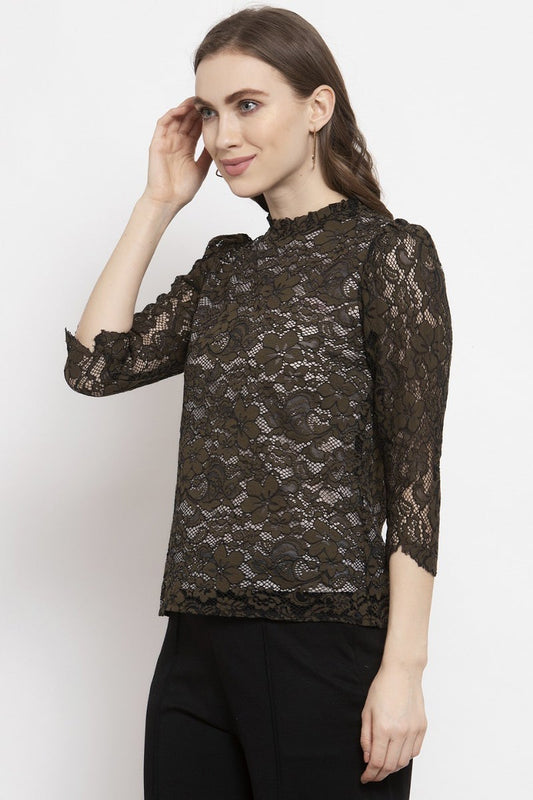 Gipsy Olive Floral Net Top