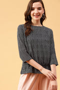 Gipsy Black Vertical Stripes Crepe Top