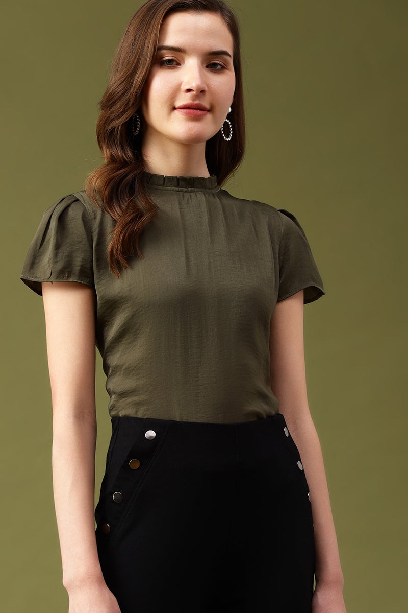 Gipsy Olive Solid Satin Top