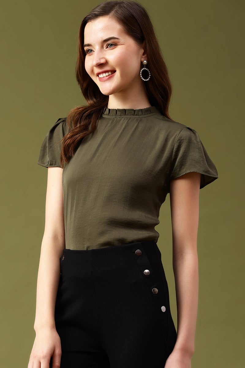 Gipsy Olive Solid Satin Top