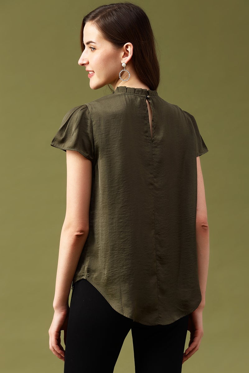 Gipsy Olive Solid Satin Top