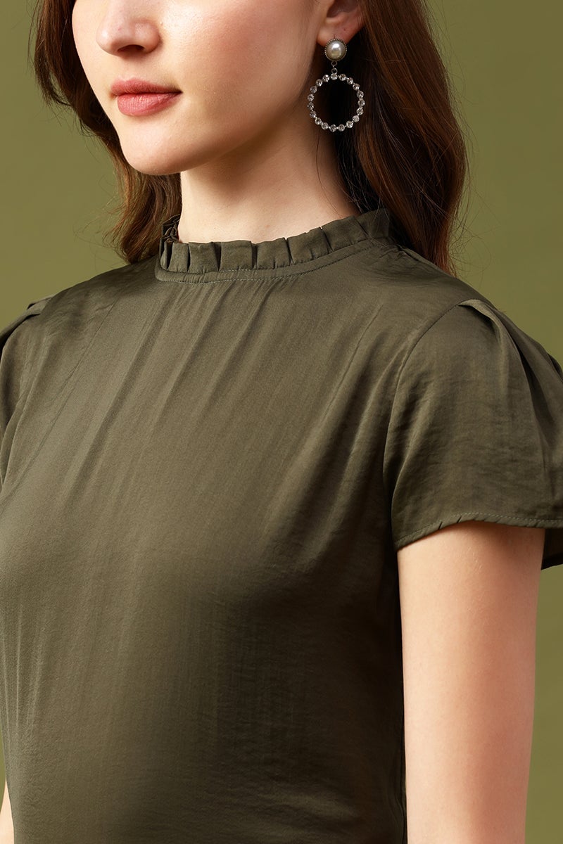 Gipsy Olive Solid Satin Top