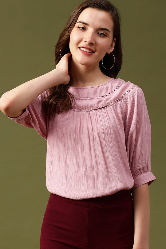 Gipsy Pink Solid Crepe Top
