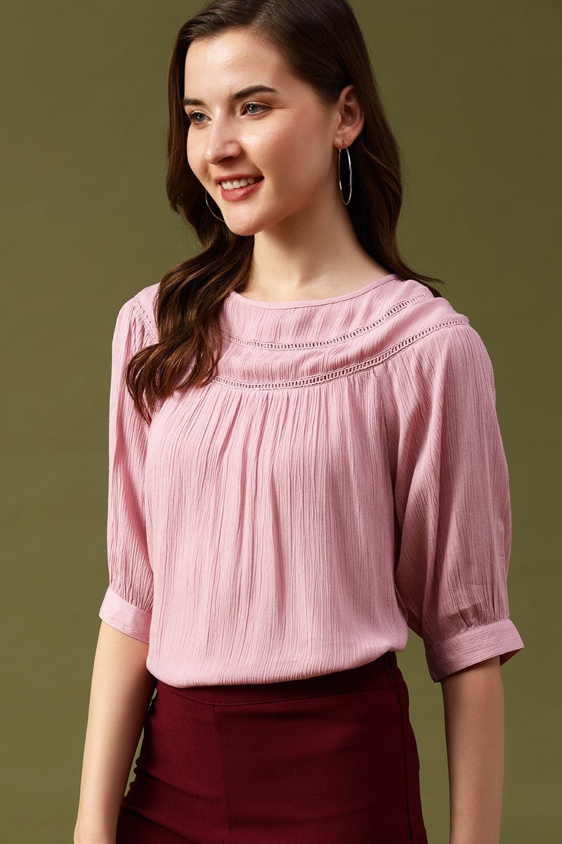 Gipsy Pink Solid Crepe Top