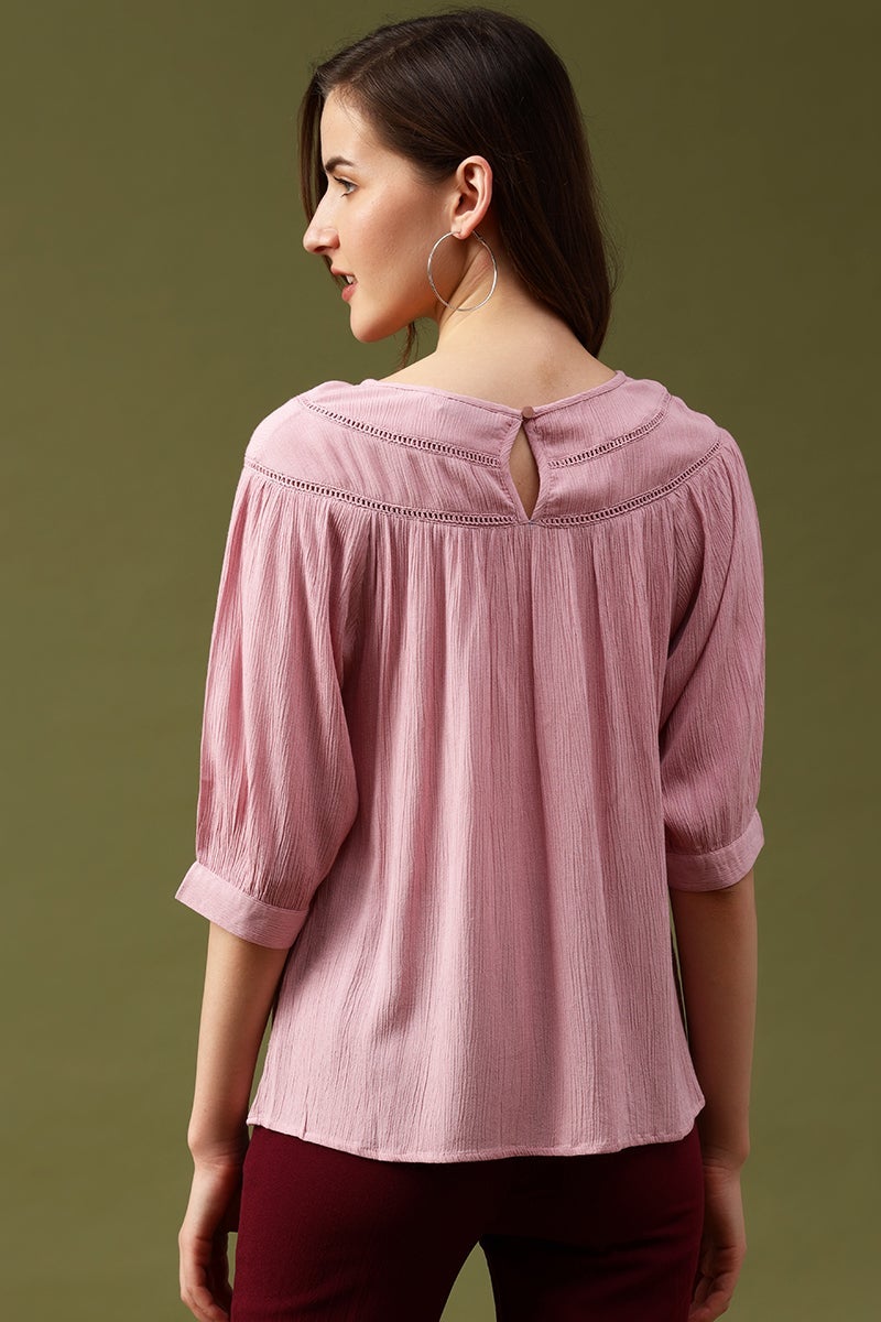 Gipsy Pink Solid Crepe Top