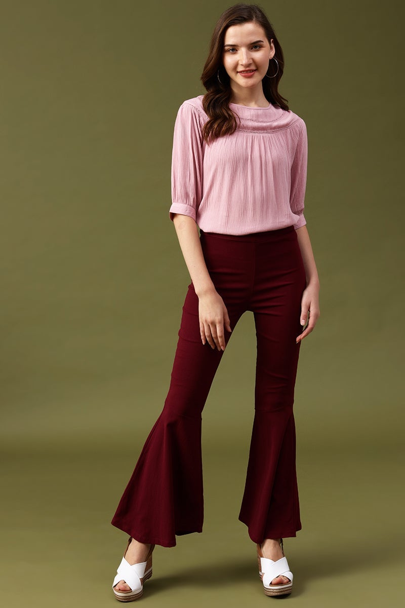 Gipsy Pink Solid Crepe Top