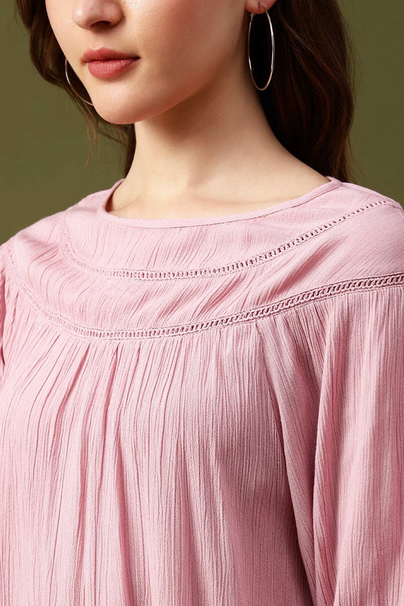 Gipsy Pink Solid Crepe Top