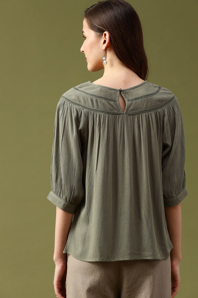 Gipsy Olive Solid Crepe Top