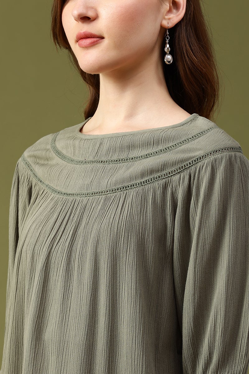 Gipsy Olive Solid Crepe Top