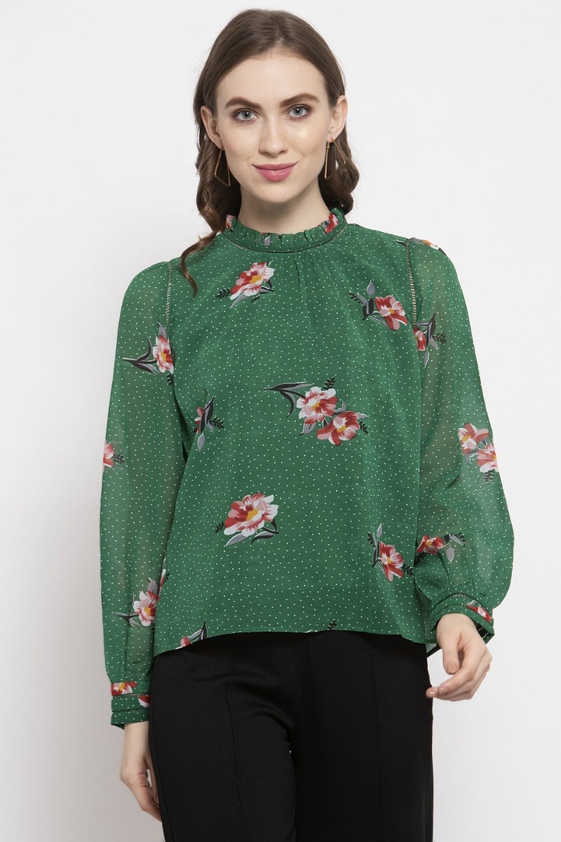 Gipsy Green Floral Georgette Top