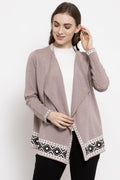 Gipsy Pink Printed Knitted Acrylic Cape/Sweater