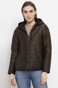 Gipsy Forest Green Solid Polyester/Faux Fur Jacket