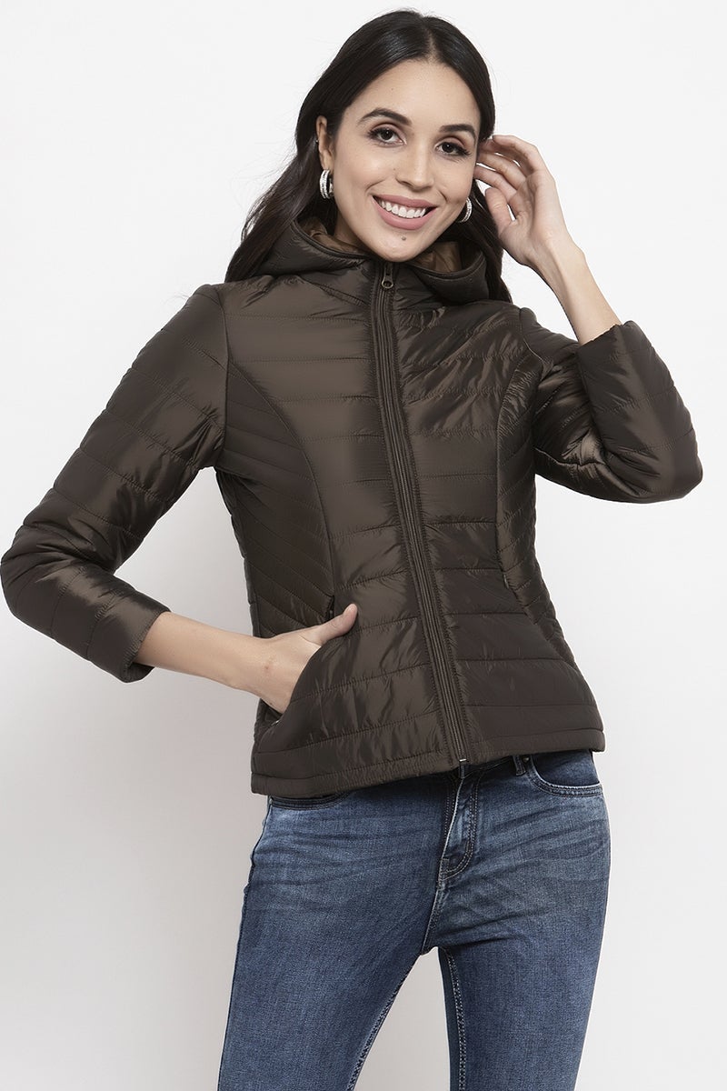 Gipsy Copper Solid Polyester Hoodie Jacket