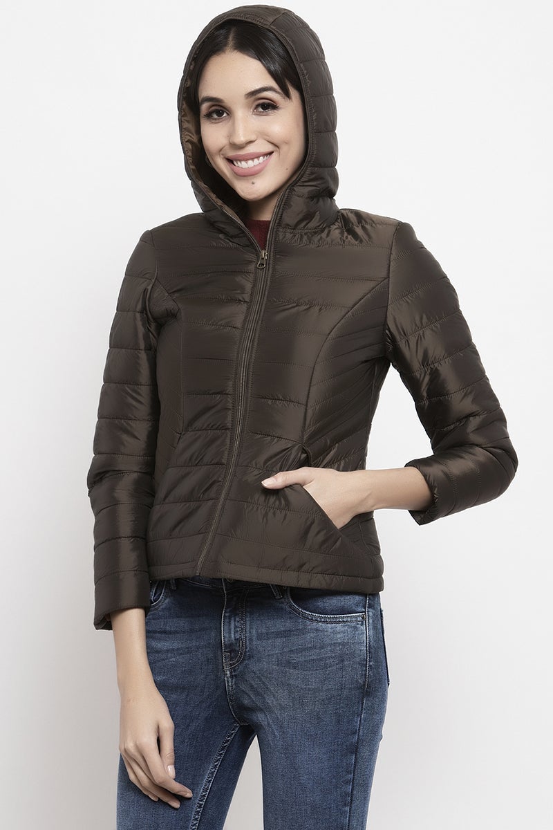 Gipsy Copper Solid Polyester Hoodie Jacket