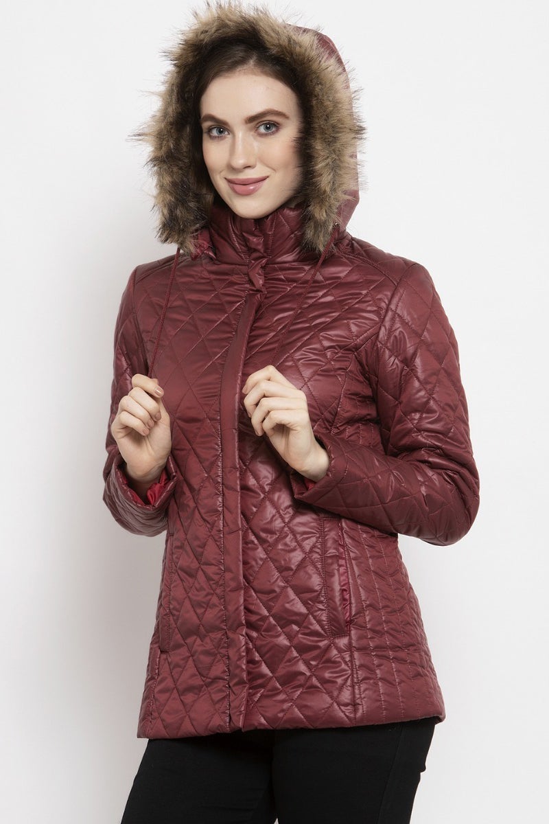 Gipsy Burnt Orange Solid Polyester/Faux Fur Jacket