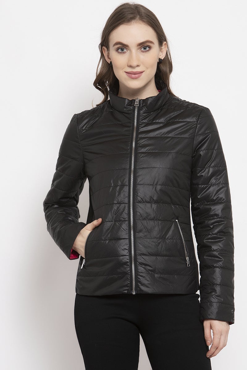 Gipsy Black Solid Polyester Jacket