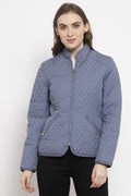 Gipsy Steel Blue Self Designed Polyester Jacket