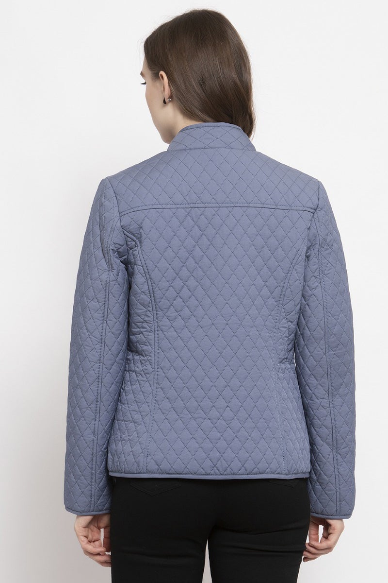 Gipsy Steel Blue Self Designed Polyester Jacket