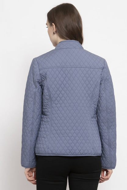 Gipsy Steel Blue Self Designed Polyester Jacket