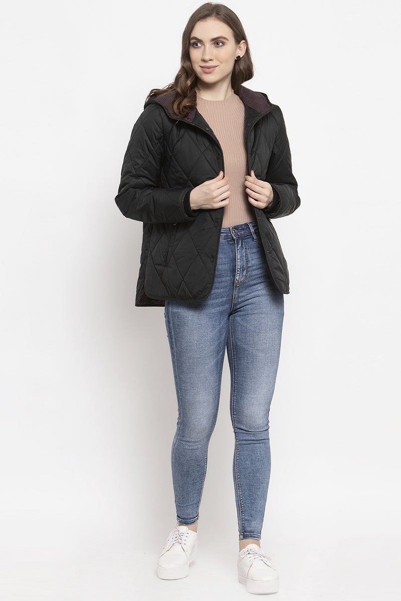 Gipsy Black Solid Polyester Jacket