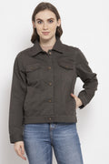 Gipsy Olive Solid Cotton Jacket