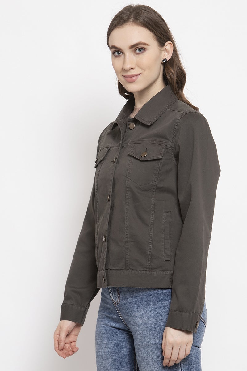 Gipsy Olive Solid Cotton Jacket
