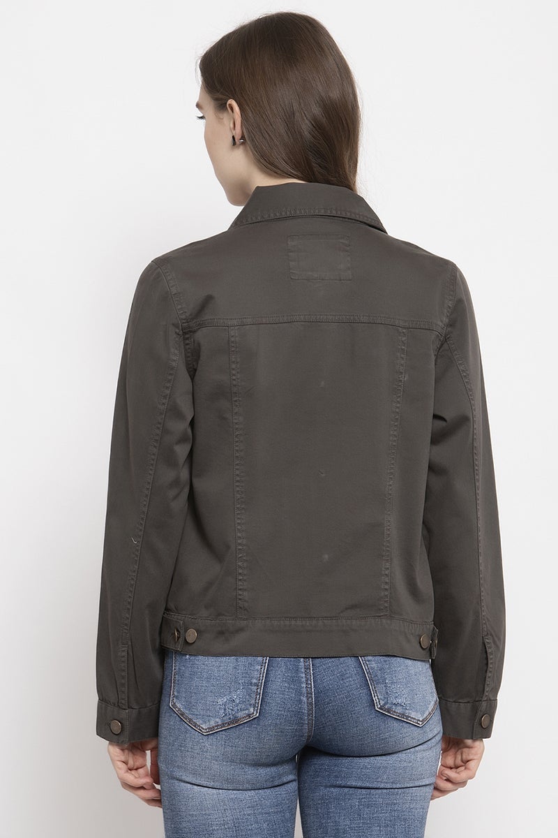 Gipsy Olive Solid Cotton Jacket