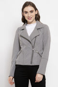 Gipsy Black & White Checked Polyester Jacket