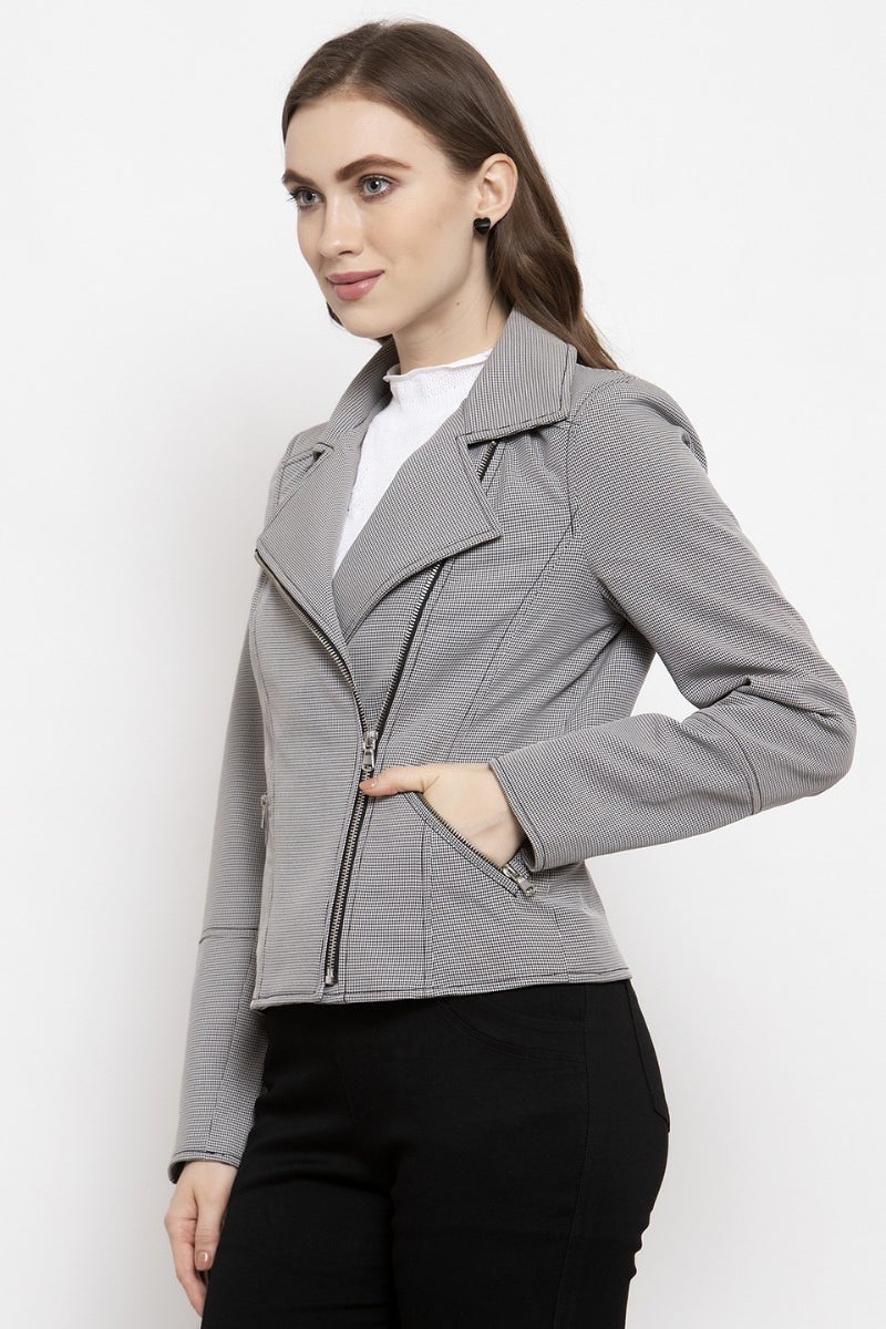 Gipsy Black & White Checked Polyester Jacket