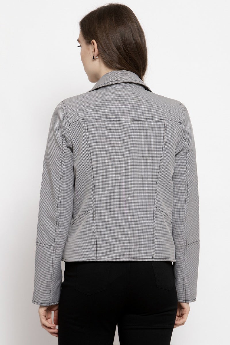 Gipsy Black & White Checked Polyester Jacket