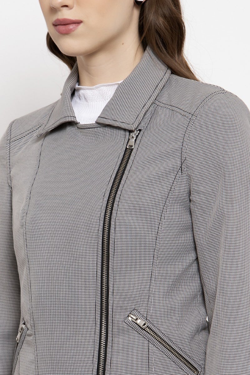 Gipsy Black & White Checked Polyester Jacket