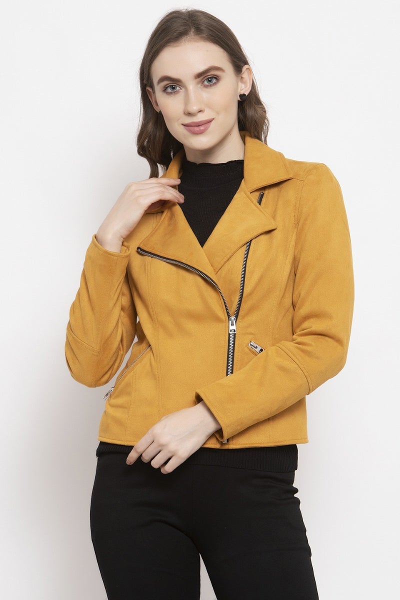 Gipsy Mustard Solid Polyester Jacket