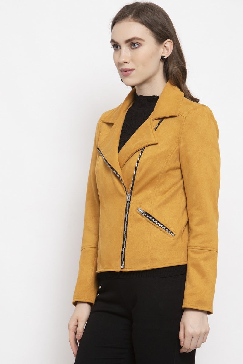 Gipsy Mustard Solid Polyester Jacket