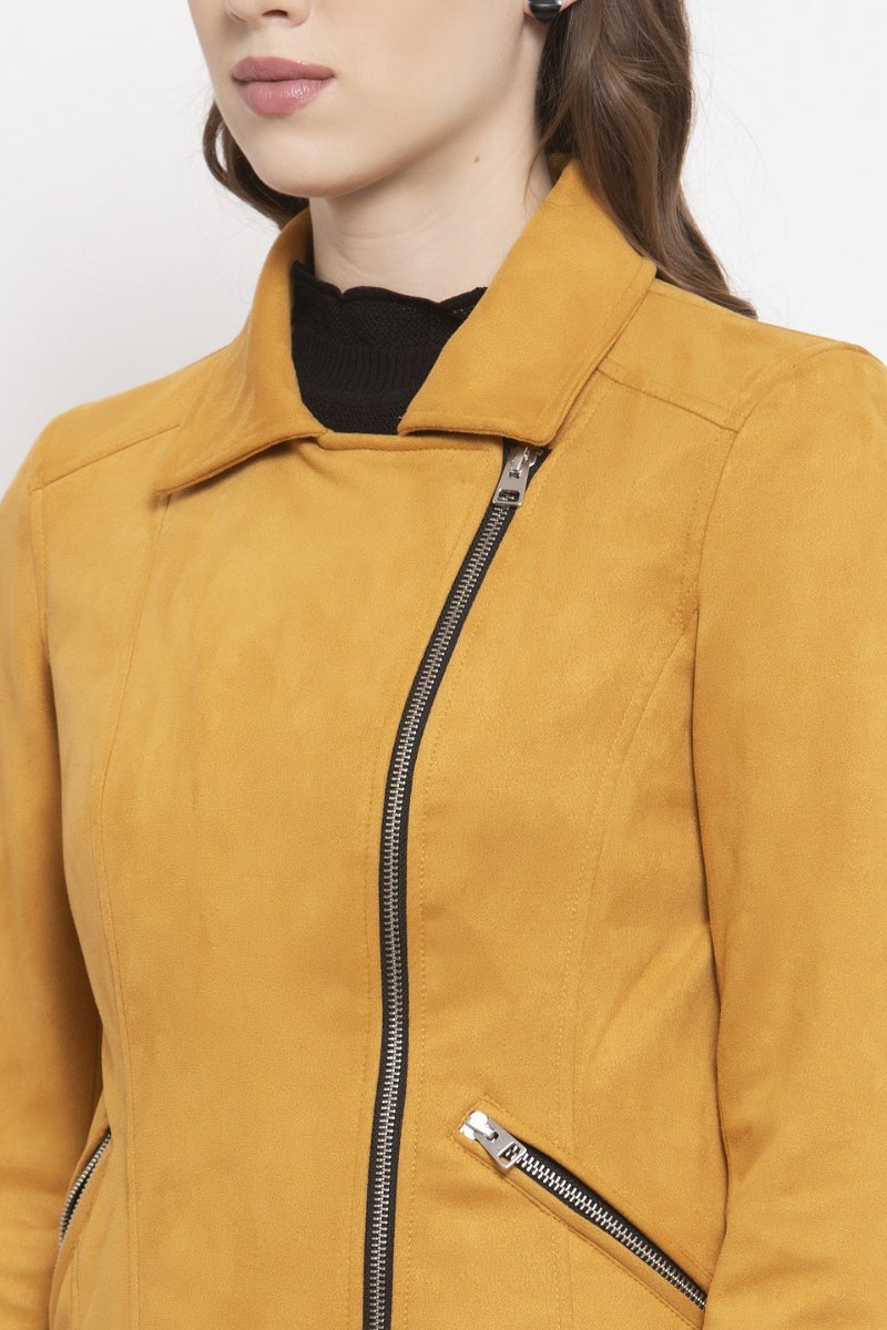 Gipsy Mustard Solid Polyester Jacket