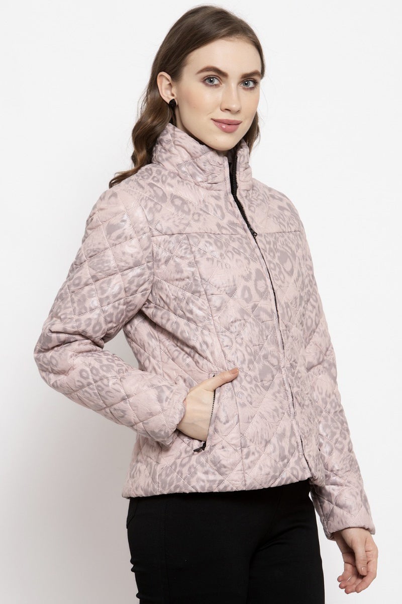 Gipsy Pink Self Designed Polyester/Faux Fur Jacket