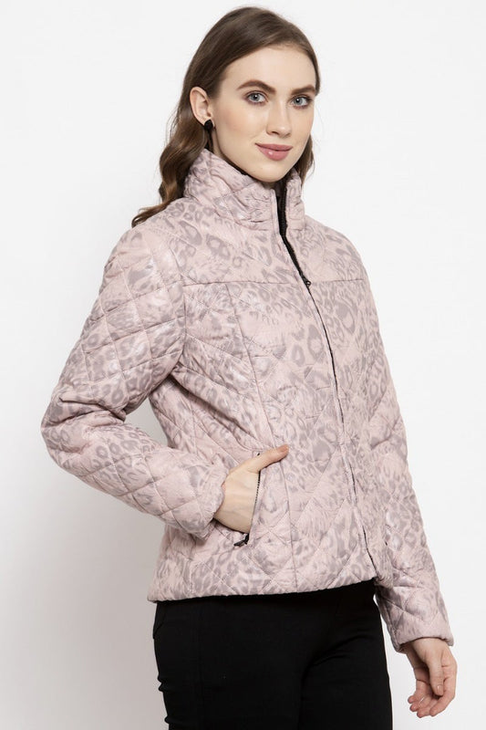 Gipsy Pink Self Designed Polyester/Faux Fur Jacket