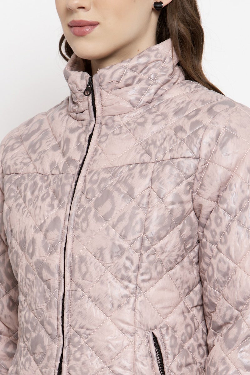 Gipsy Pink Self Designed Polyester/Faux Fur Jacket